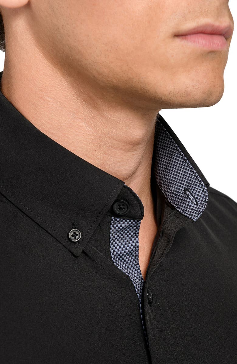 CONSTRUCT Solid Woven Short Sleeve Basic, Alternate, color, Black