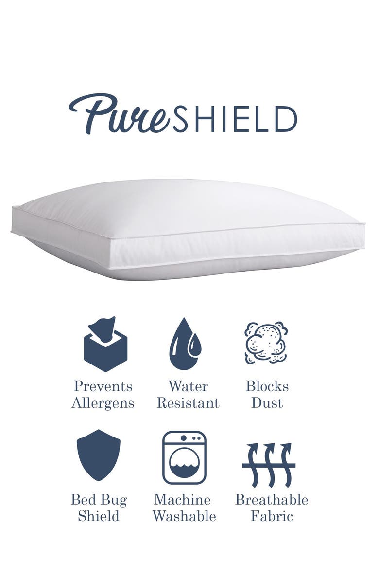Allied Home Pure Shield King Dust Mite/Bed Bug Resistant Gel Fiber Gusseted Pillow - Set of 2, Alternate, color, White