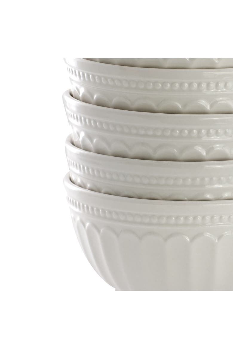 6 Piece Embossed Arch Stoneware Cereal Bowl Set White, Alternate, color, White
