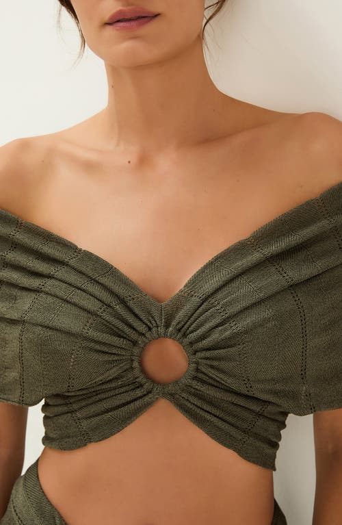 Vix Paula Hermanny Solaro Ring Off The Shoulder Cover-up Top In Green