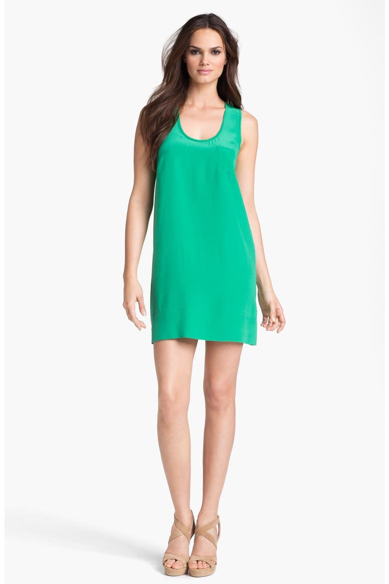 'Peri' Silk Tank Dress, Main, color, JUNGLE GREEN