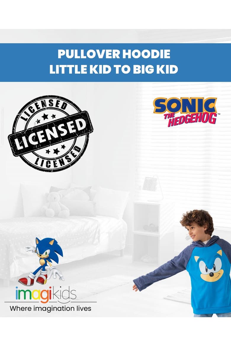 Sonic the Hedgehog Fleece Pullover Hoodie, Alternate, color, Sonic Blue Navy