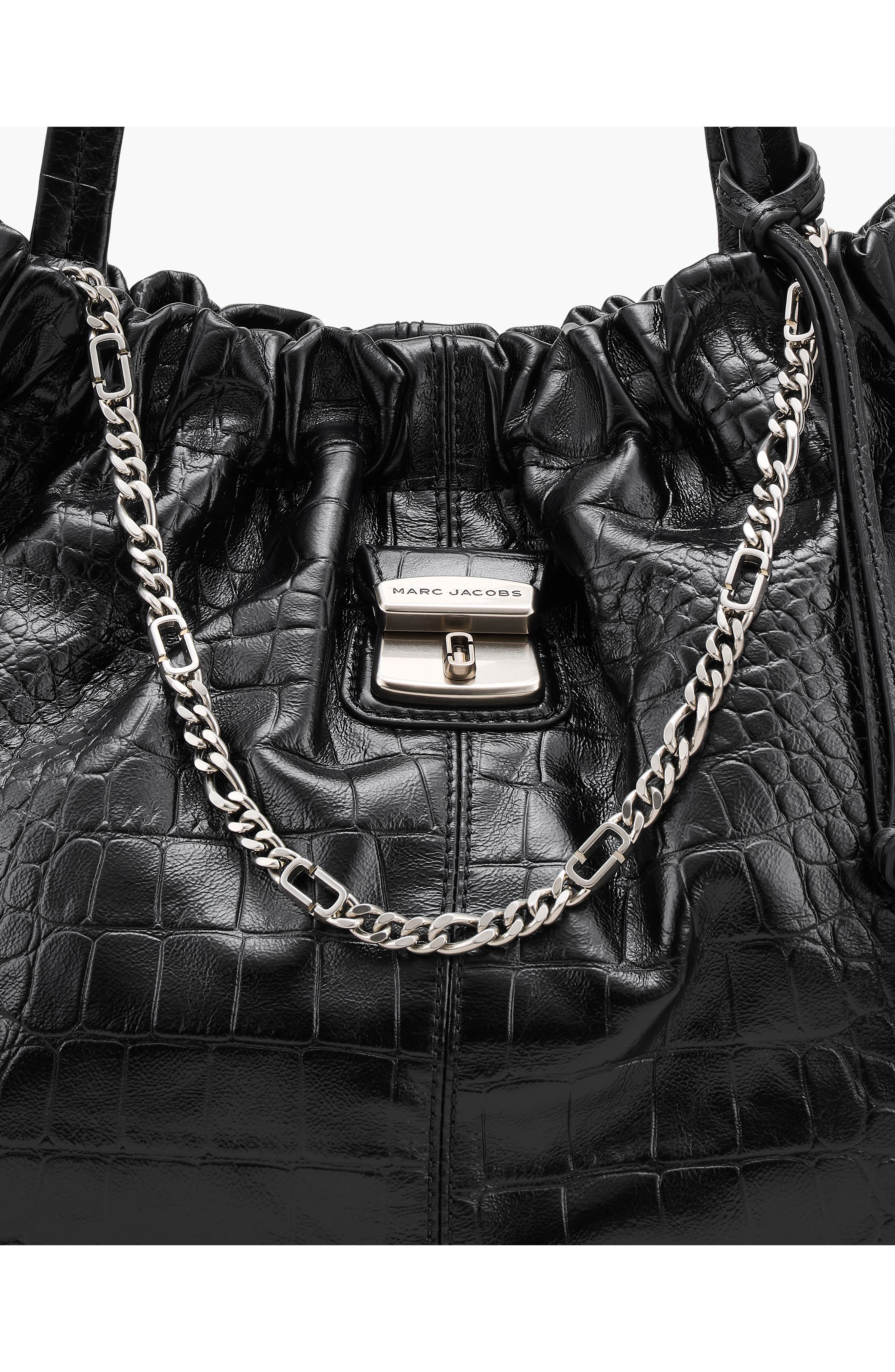 Marc Jacobs The Croc Cristina Leather Tote, Alternate, color, Black