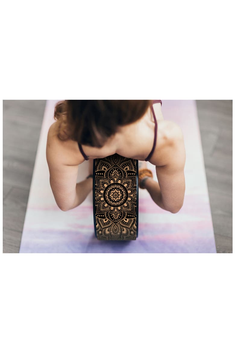 Yoga Wheel Cork Mandala Black, Alternate, color, CORK WHEEL