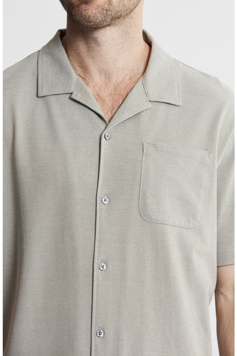 Short Sleeve Knit Oxford Button-Up Shirt, Alternate, color, LIGHT OLIVE