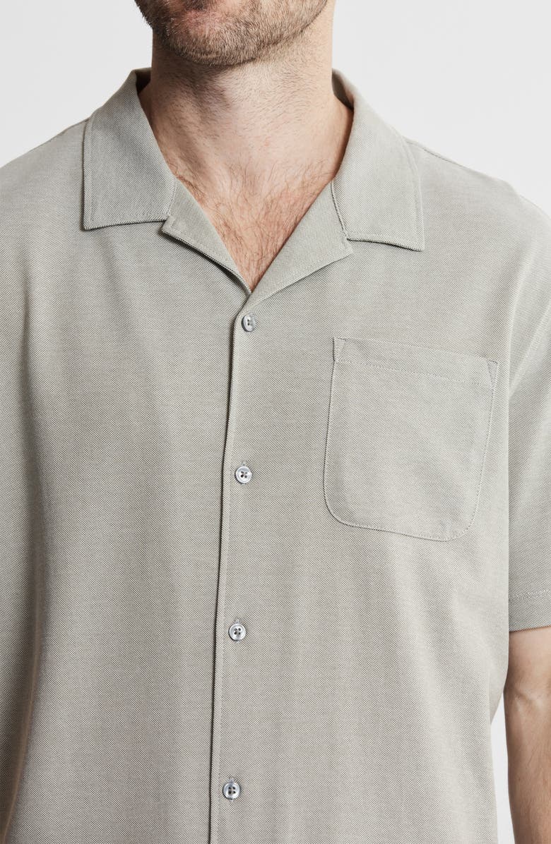 JACHS Short Sleeve Knit Oxford Button-Up Shirt, Alternate, color, Light Olive