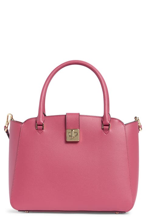 phoebe refined grained leather top handle bag