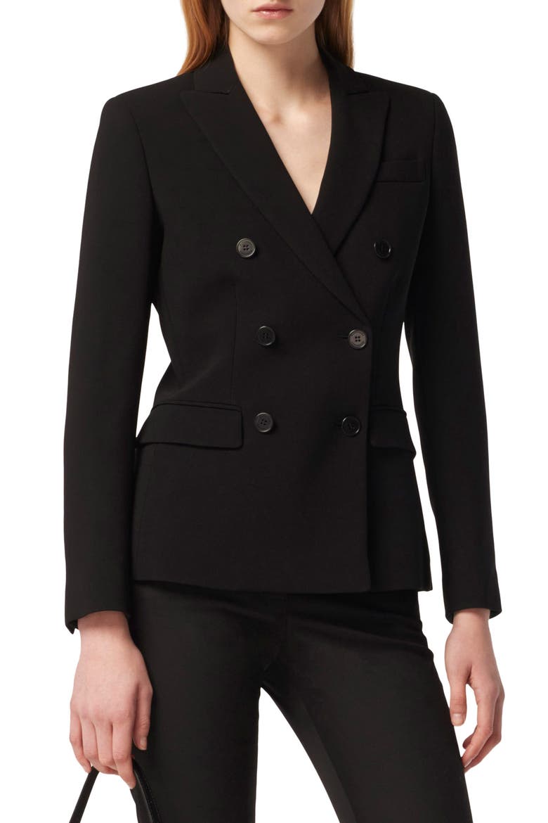 Indiana Double Breasted Twill Blazer, Main, color, 000001 BLACK