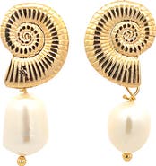 MacRae 
Co. x SHARINA Seashell Faux Pearl Drop Earrings