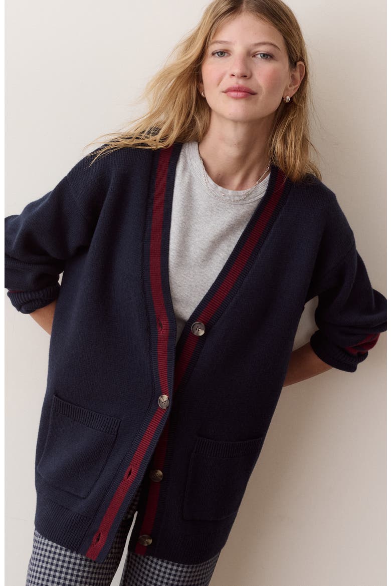 Varsity Long Cardigan, Alternate, color, TWILIGHT