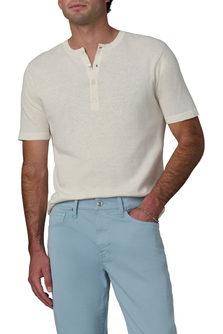 Short Sleeve Cotton Blend Henley, Main, color, EGRET