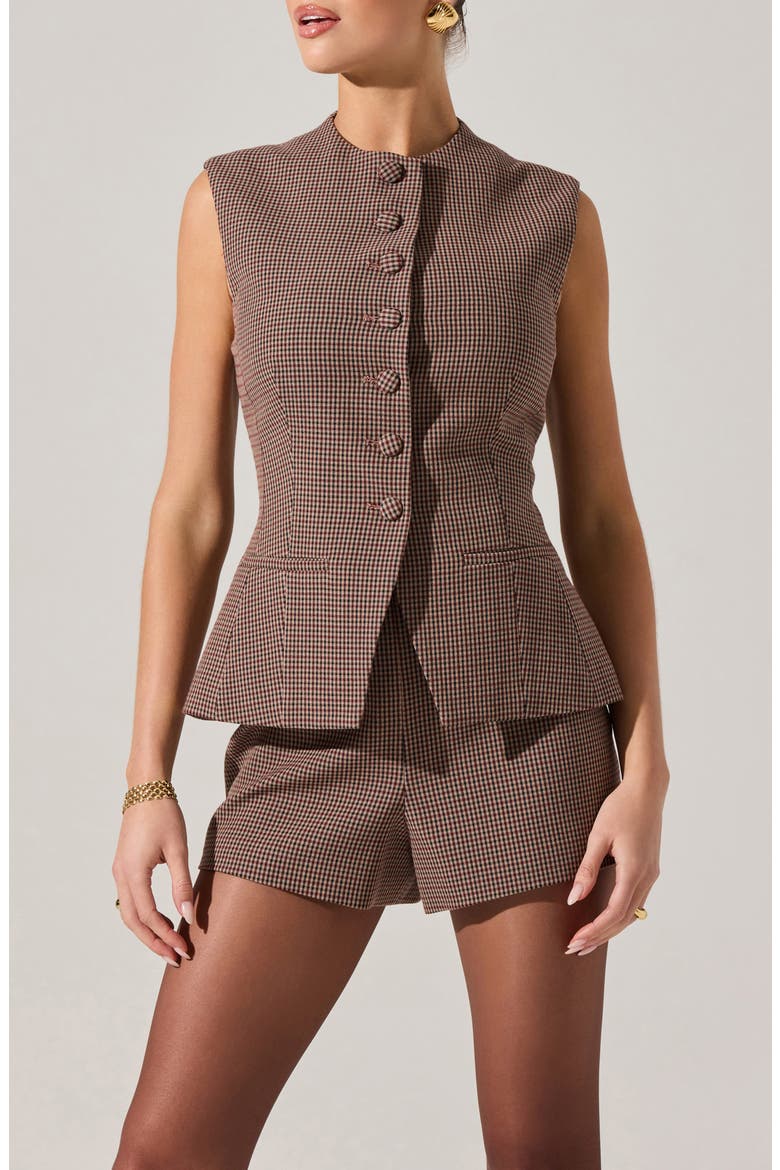 Giselle Check Vest, Main, color, BROWN WINE PLAID