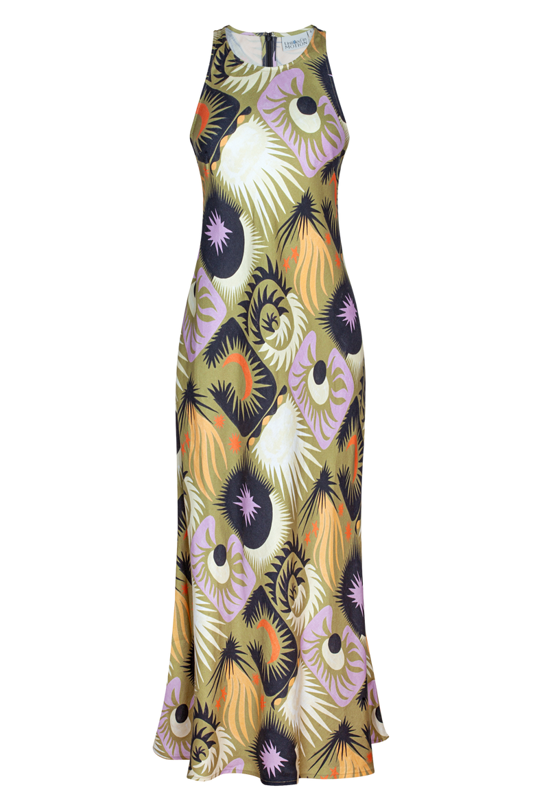 Lanelle Printed Sleeveless Bias Cut Maxi Dress, Main, color, Alchemia-Green