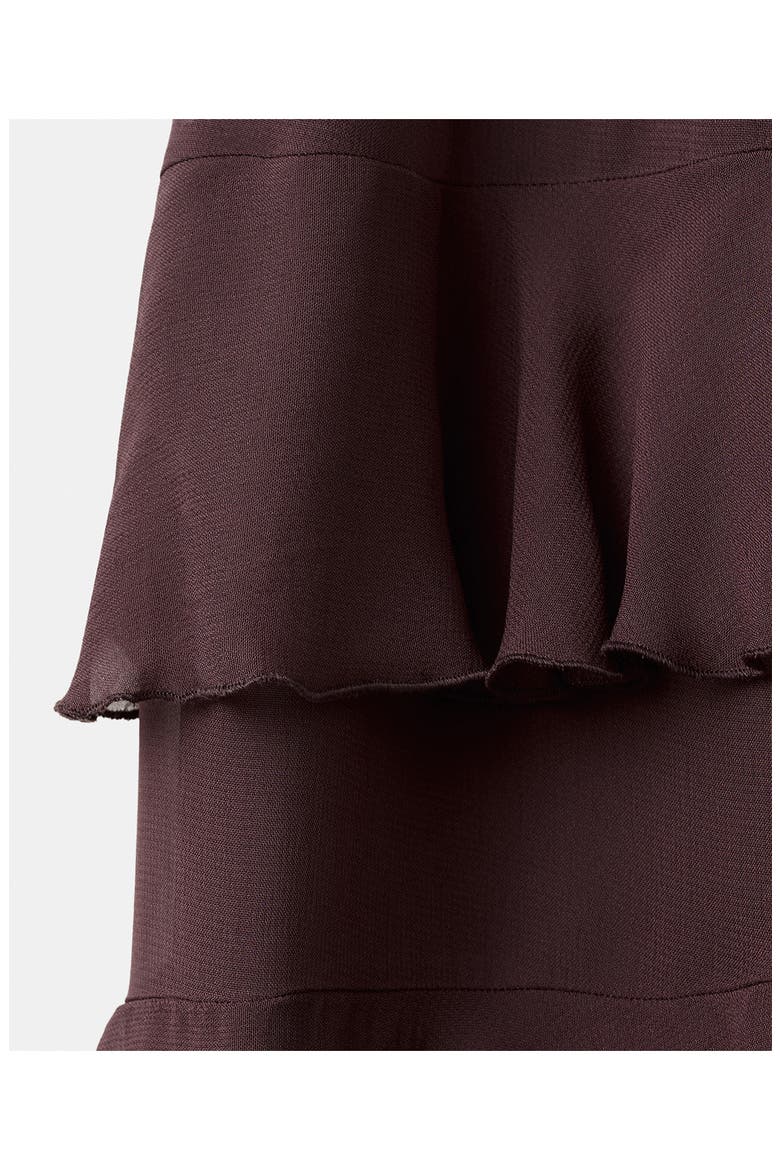 Ruffled High Neck Dress, Alternate, color, BROWN