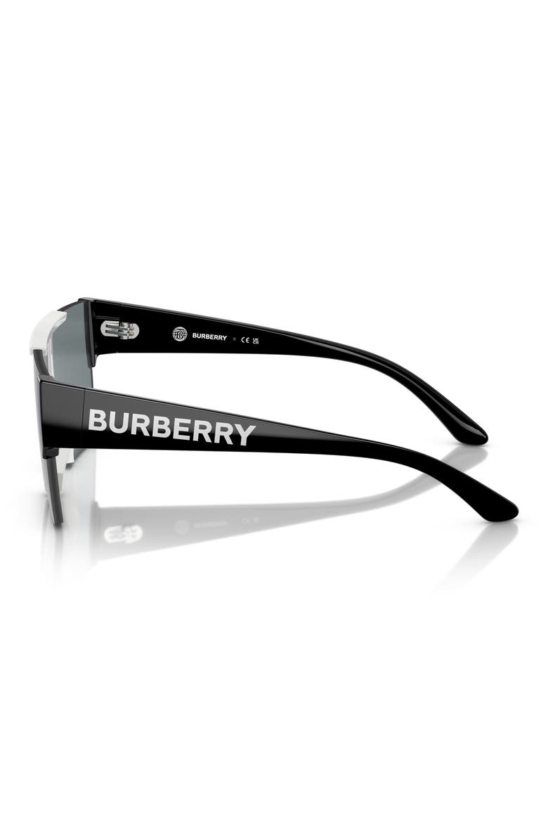 Kids' 128mm Rectangular Shield Sunglasses, Alternate, color, WHITE / GREY MIRROR BLACK