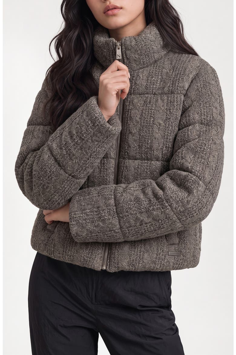 Brigitte Cable Knit Puffer Jacket, Main, color, MOCHA