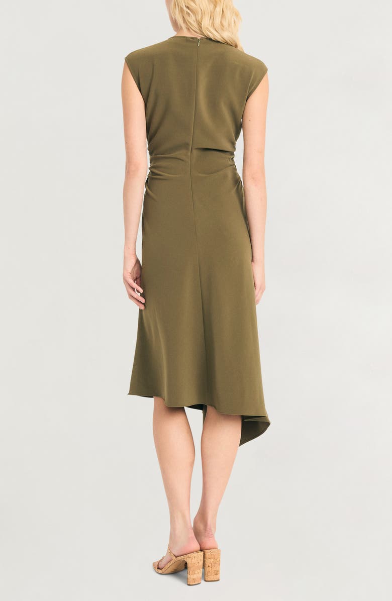 Luxely Asymmetric Ruched Midi Dress, Alternate, color, Burnt Olive