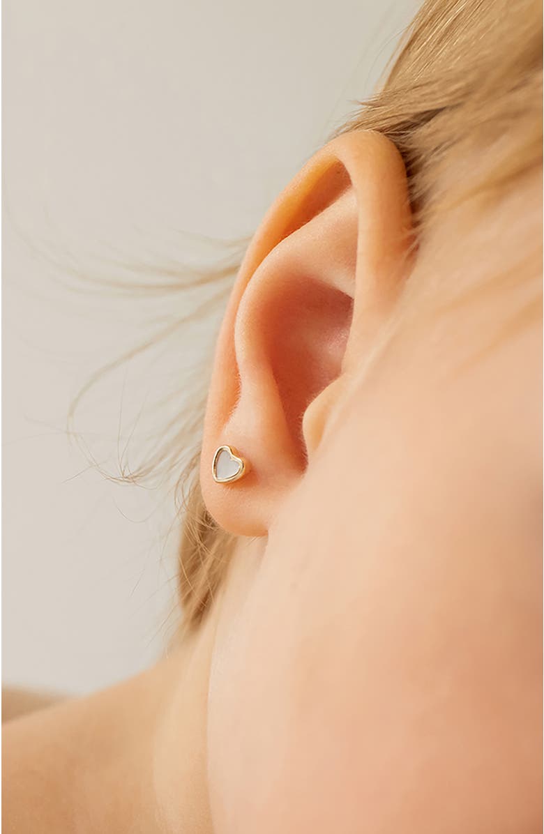 In Season Jewelry 14k Mother of Pearl Heart Earrings, Alternate, color, White