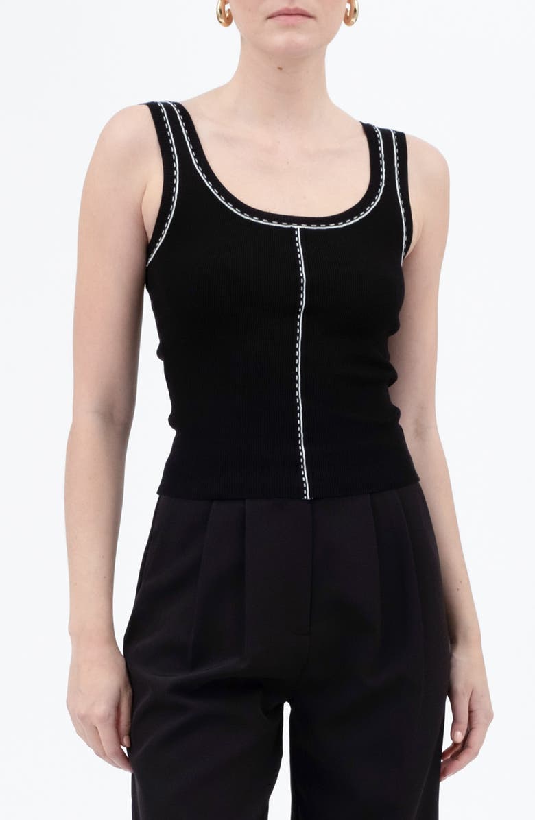 Blu Pepper Contrast Stitch Scoop Neck Sweater Tank, Main, color,