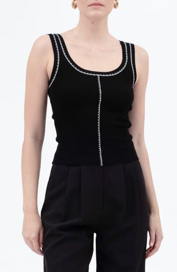 BLU PEPPER BLU PEPPER CONTRAST STITCH SCOOP NECK SWEATER TANK