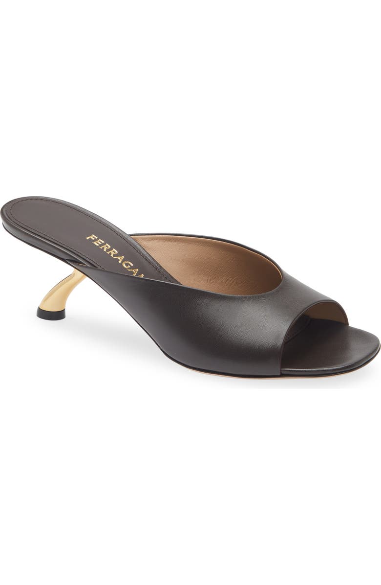 FERRAGAMO Igea S-Shaped Kitten Heel Sandal, Main, color, Brown