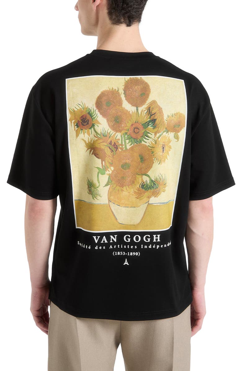 Manière De Voir Sunflowers Van Gogh Cotton T-Shirt, Alternate, color, Black