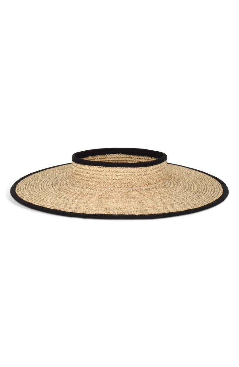 Gigi Burris Millinery Ines Straw Visor, Main, color, Natural/ Black