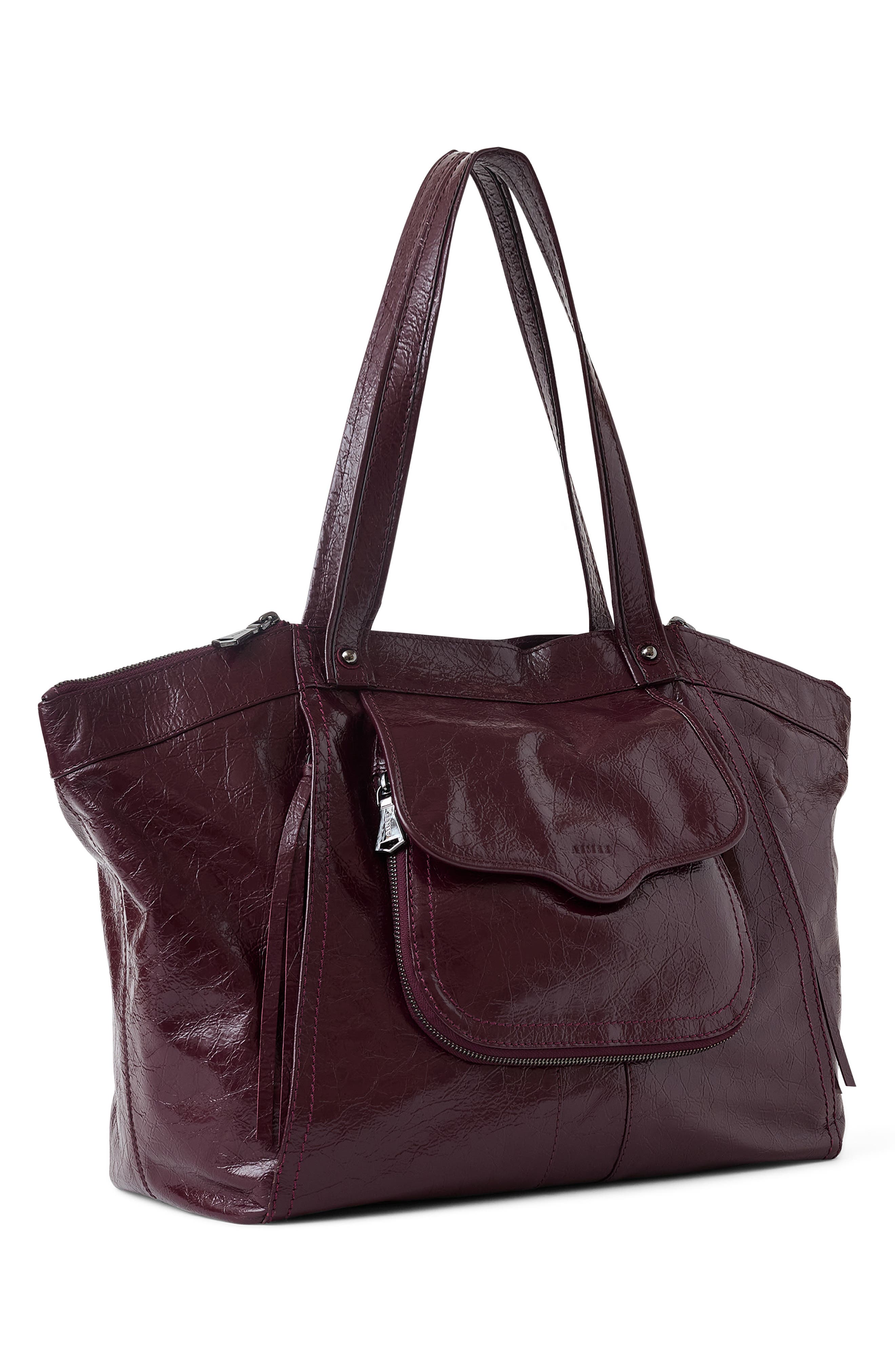 Downtown Leather Tote, Alternate, color, WINE CRINKLE