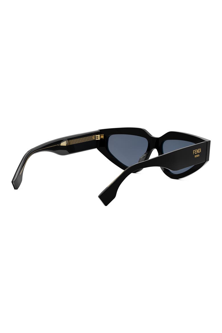Roma 54mm Geometric Sunglasses, Alternate, color, SHINY BLACK / BLUE