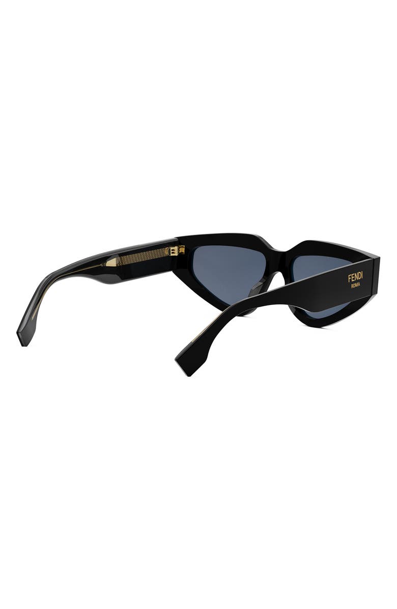 Fendi Roma 54mm Geometric Sunglasses, Alternate, color, Shiny Black / Blue