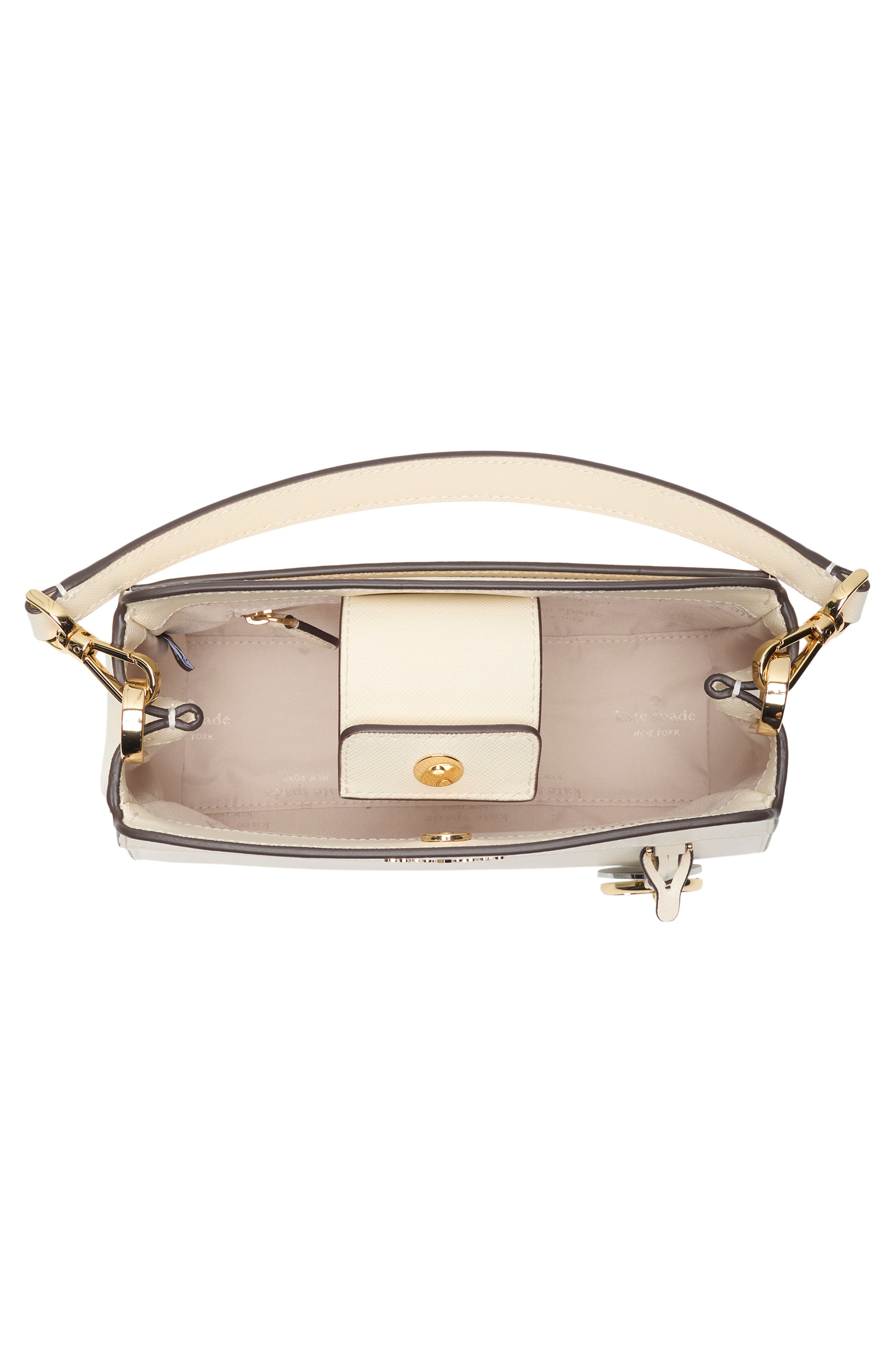 madison saffiano leather small satchel, Alternate, color, MERINGUE