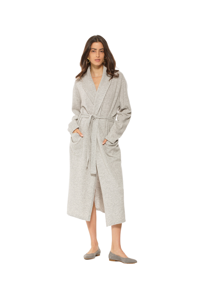 Pure Cashmere Knit Robe, Alternate, color, Light Grey