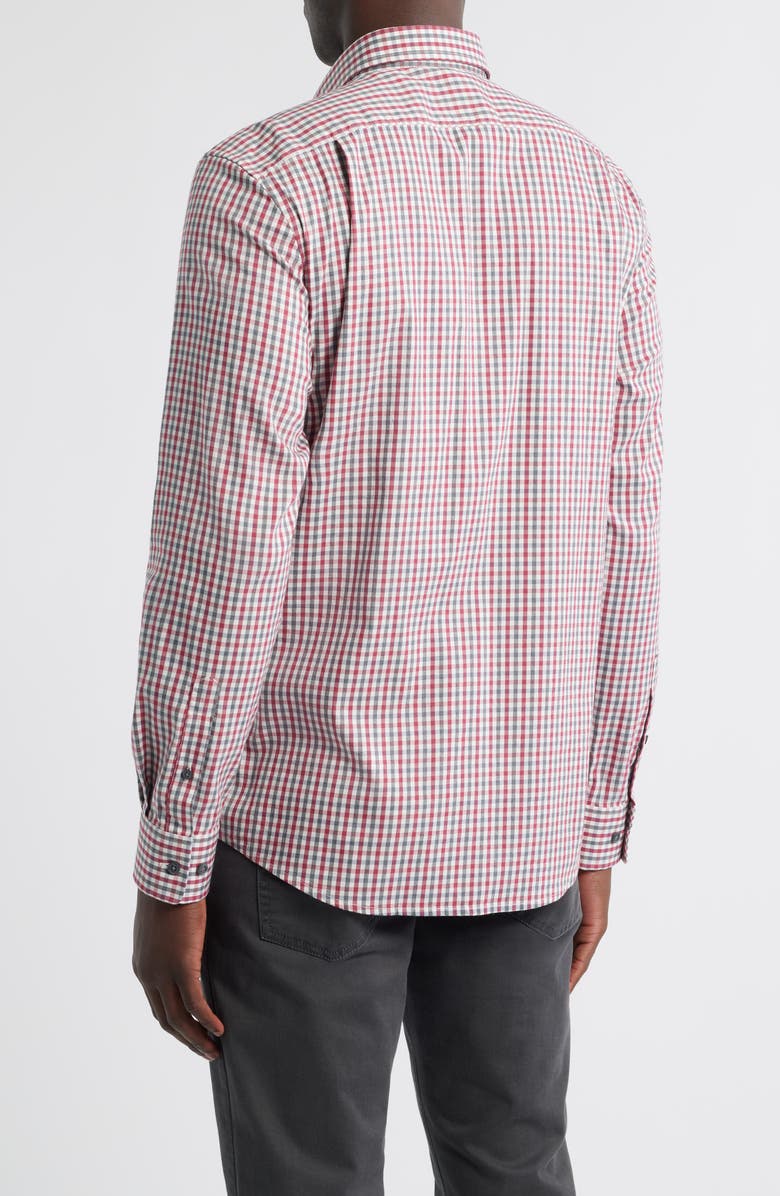 johnnie-O Kirtland Check Stretch Button-Down Shirt, Alternate, color, Malibu Red