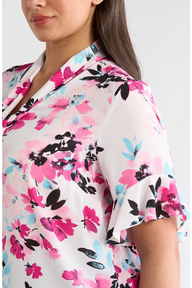 Floral Tie Neck Sleeveless Satin Top, Alternate, color, LILY WHITE MULTI