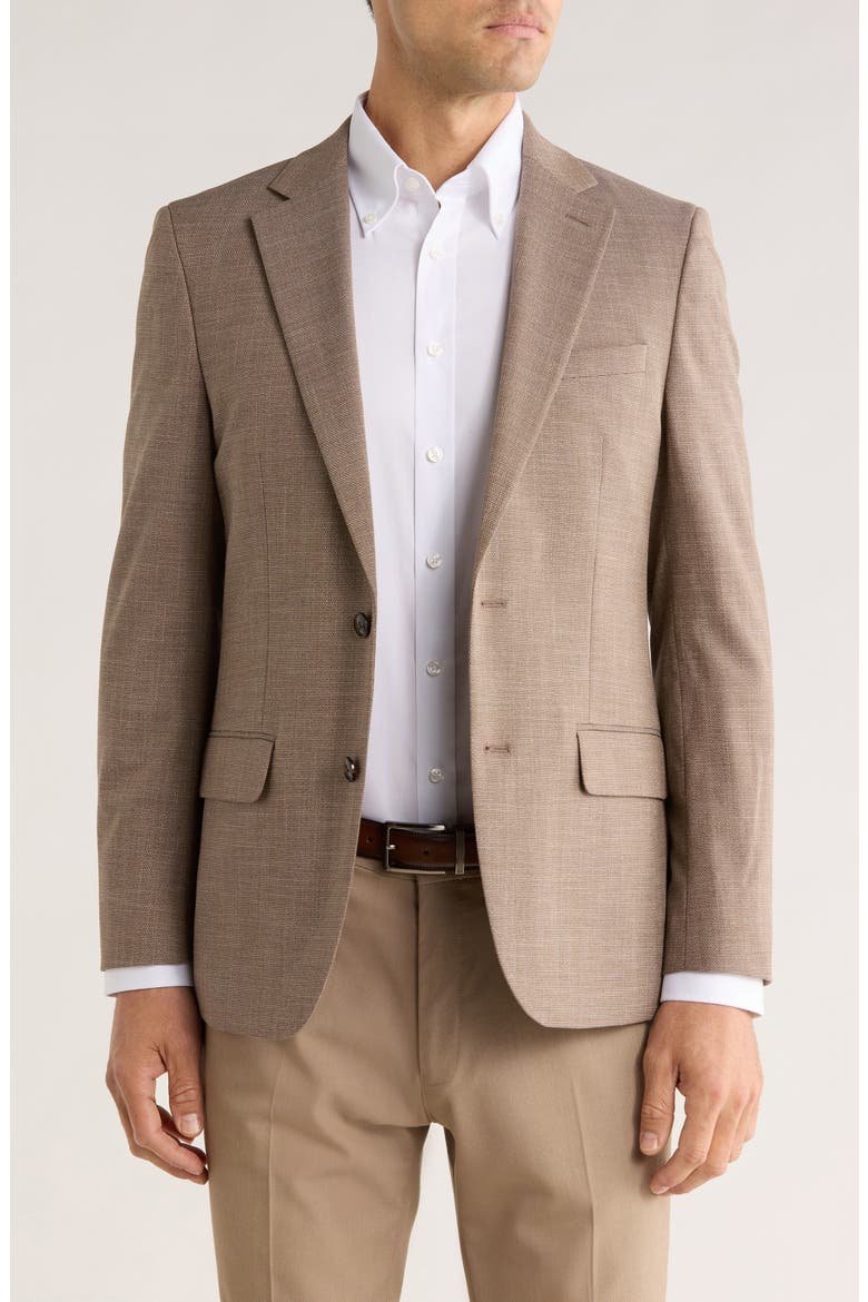 Notch Lapel Blazer, Main, color, LIGHT BROWN