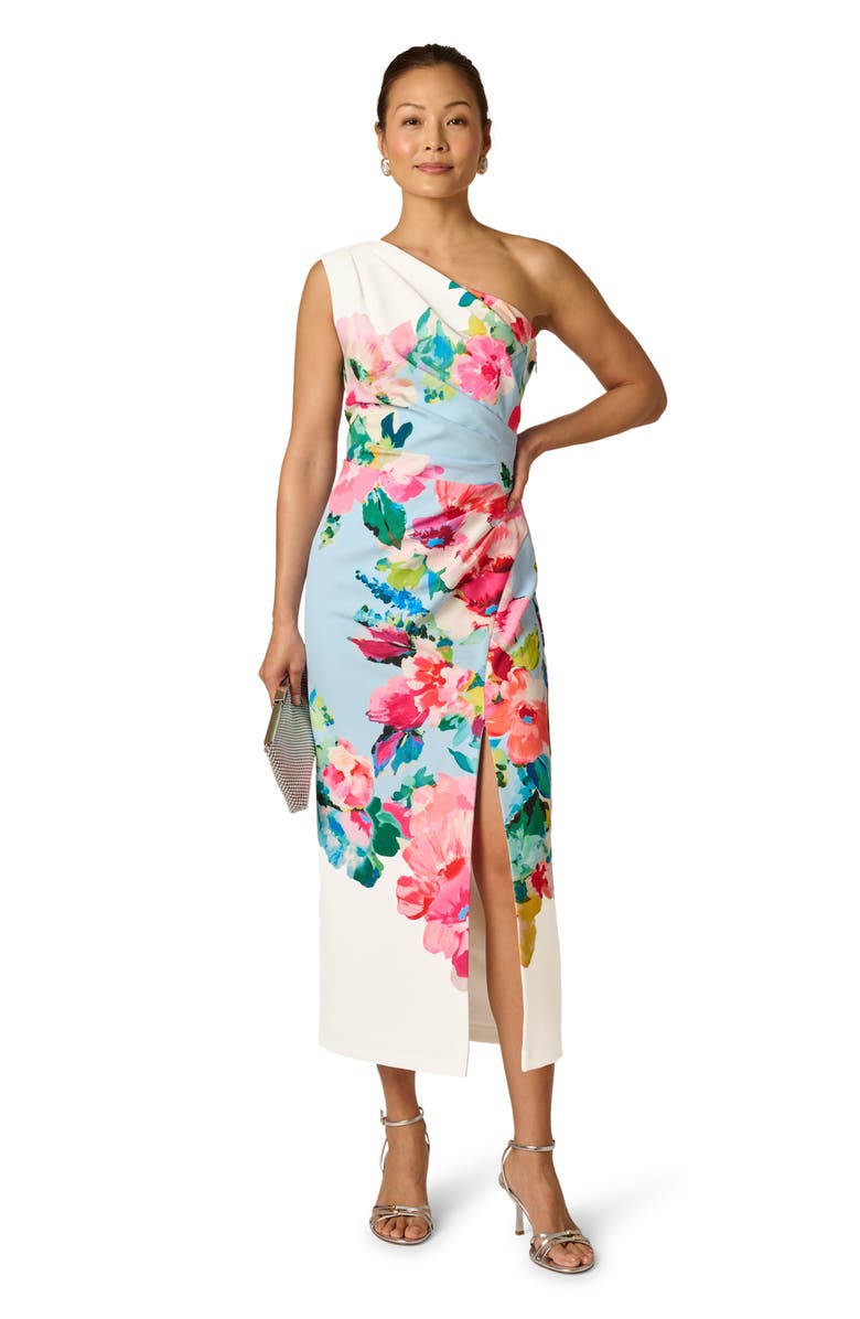 Adrianna Papell One-Shoulder Border Gown, Alternate, color, 