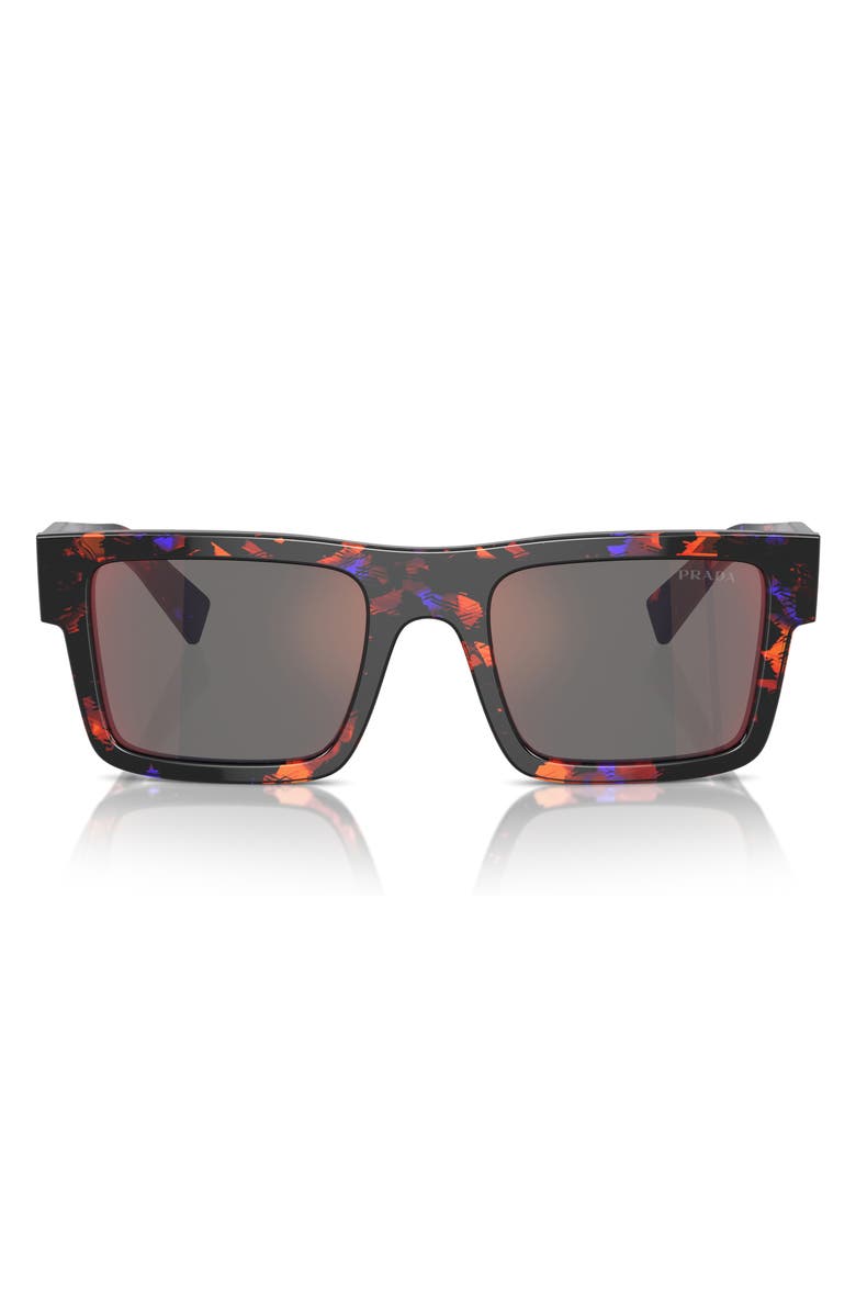 Prada 52mm Rectangular Sunglasses, Main, color, Abstract Orange