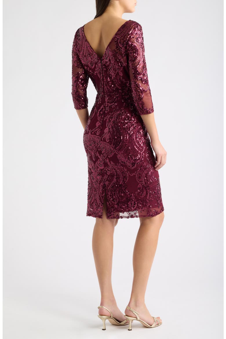 Beaded Cocktail Dress, Alternate, color, CRANBERRY