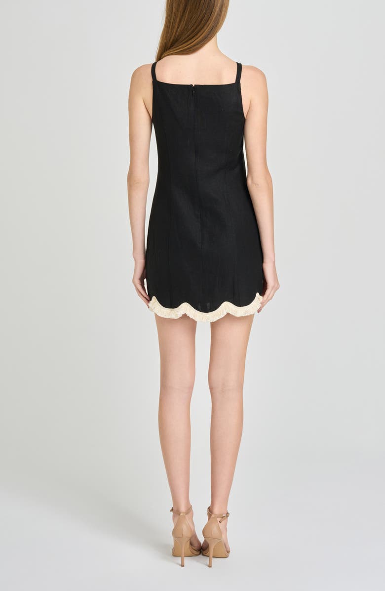 WAYF Encore Fray Scallop Hem Minidress, Alternate, color, Black