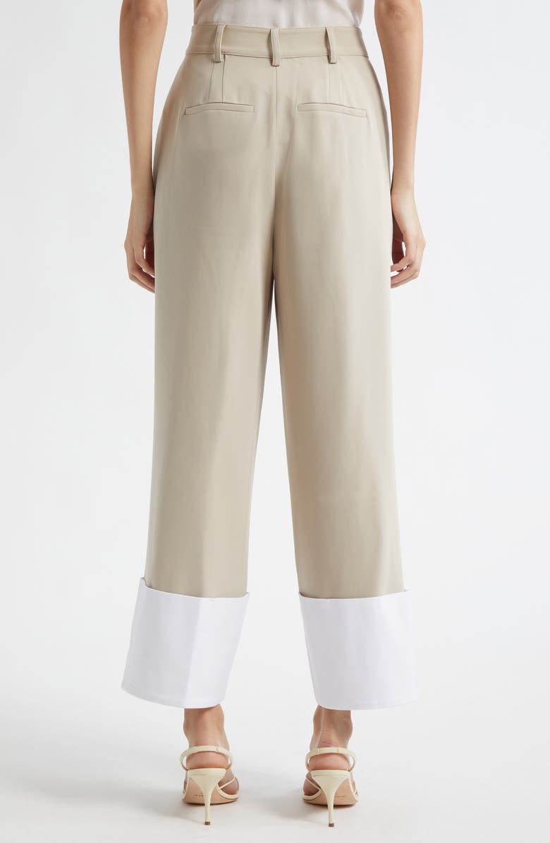 Cinq à Sept Mesa Wide Cuff Pants, Alternate, color, Khaki/ White