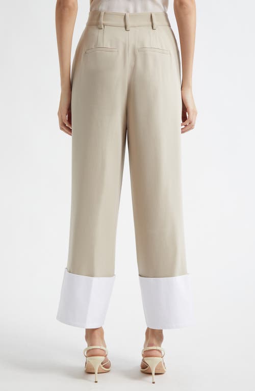 Cinq À Sept Mesa Wide Cuff Pants In Khaki/white
