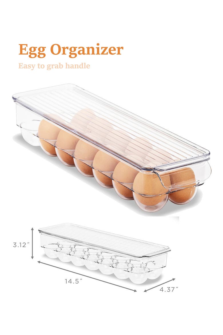 Set of 4 Clear Organizer Fridge Bins, Alternate, color, CLEAR