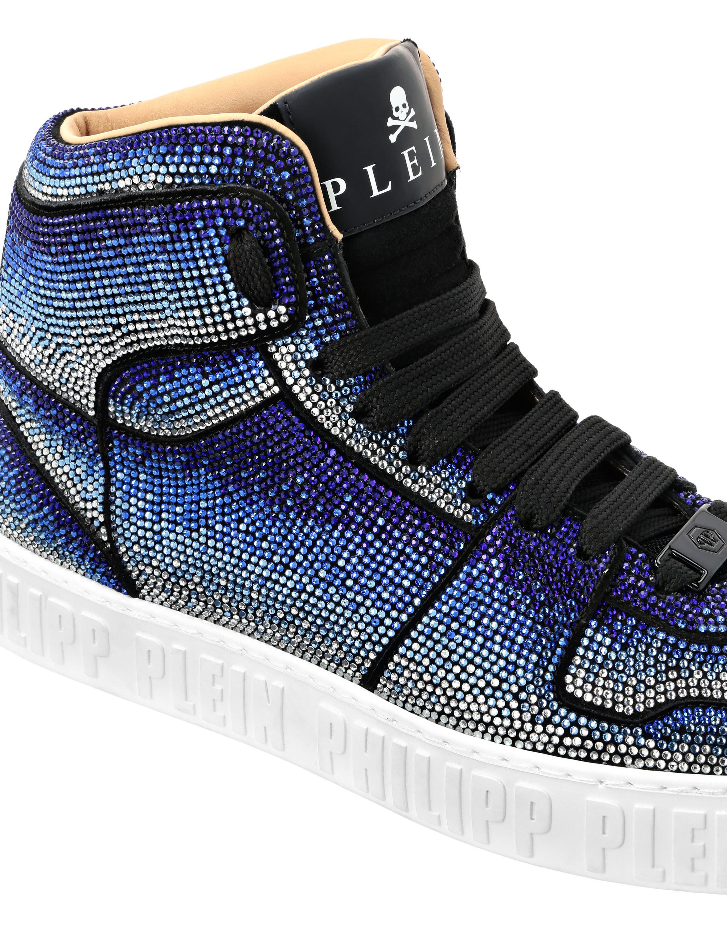 Suede Hi-Top Sneakers Strass Studs Men, Alternate, color, darkblue