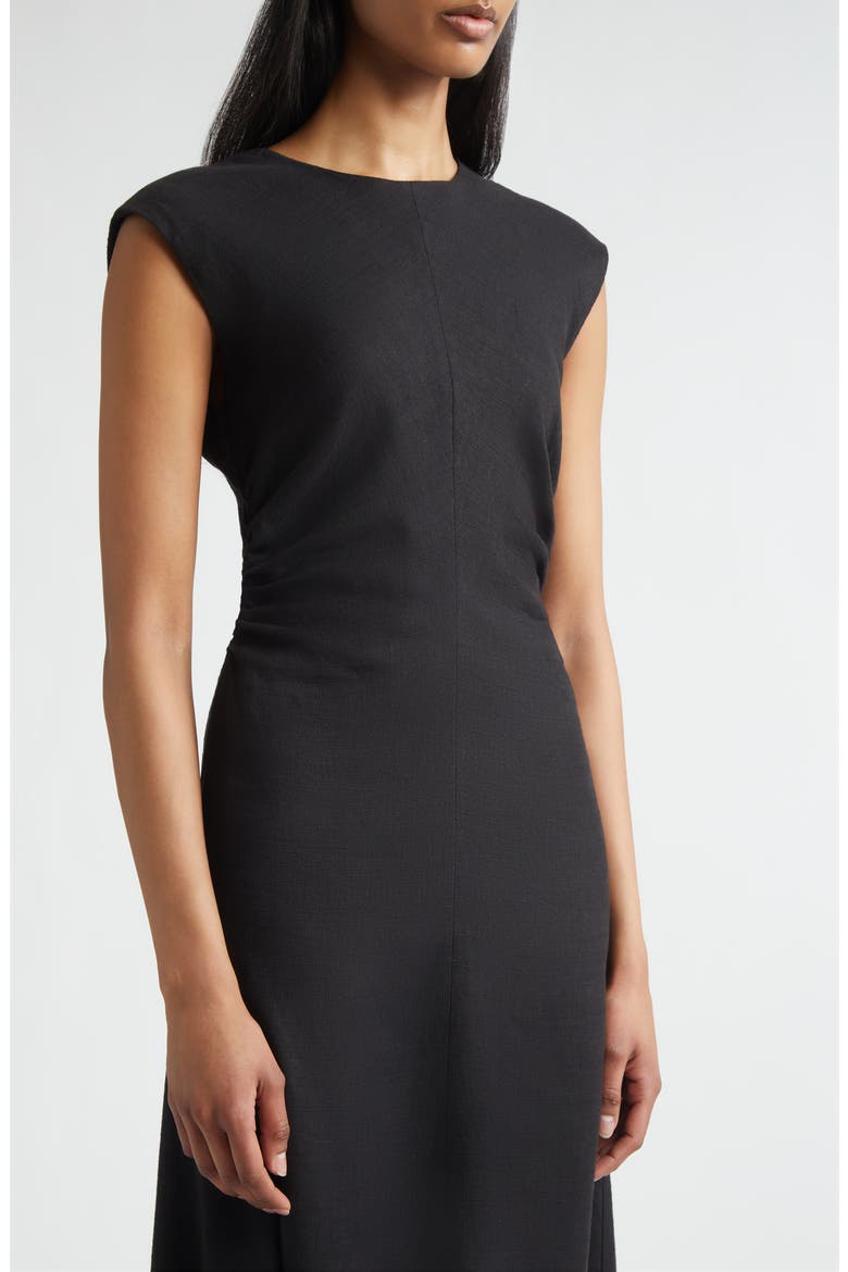 Mira Stretch Linen Blend Twill Dress, Alternate, color, BLACK