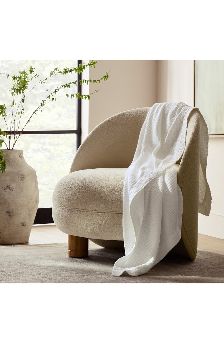 Boll & Branch Dream Throw Blanket, Alternate, color, White