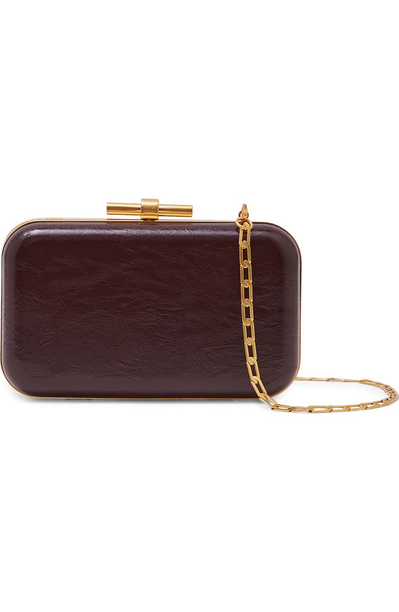 Reiss Junie Faux Leather Frame Clutch, Main, color, Burgundy