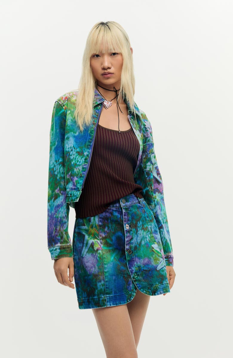 Desigual Denim Miniskirt, Alternate, color, Dark Blue