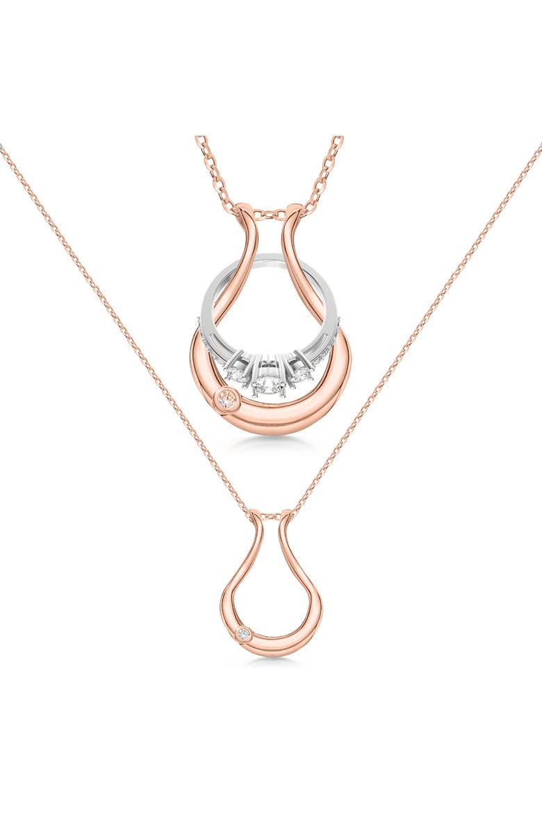 Original Bezel Ring Holder Necklace, Stainless Steel Wedding & Engagement, Gender Inclusive, Main, color, RoseGold