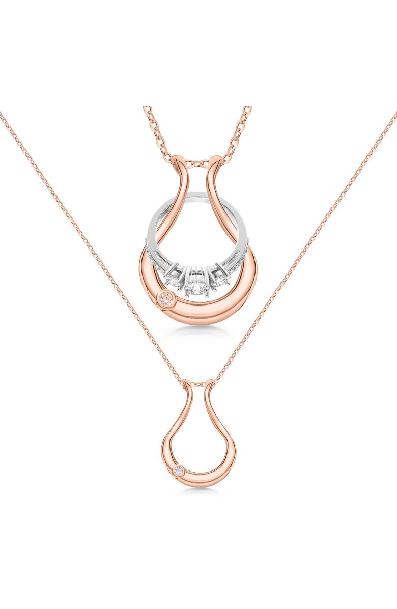 Emily C Original Bezel Ring Holder Necklace, Stainless Steel Wedding & Engagement, Gender Inclusive, Main, color, Rosegold