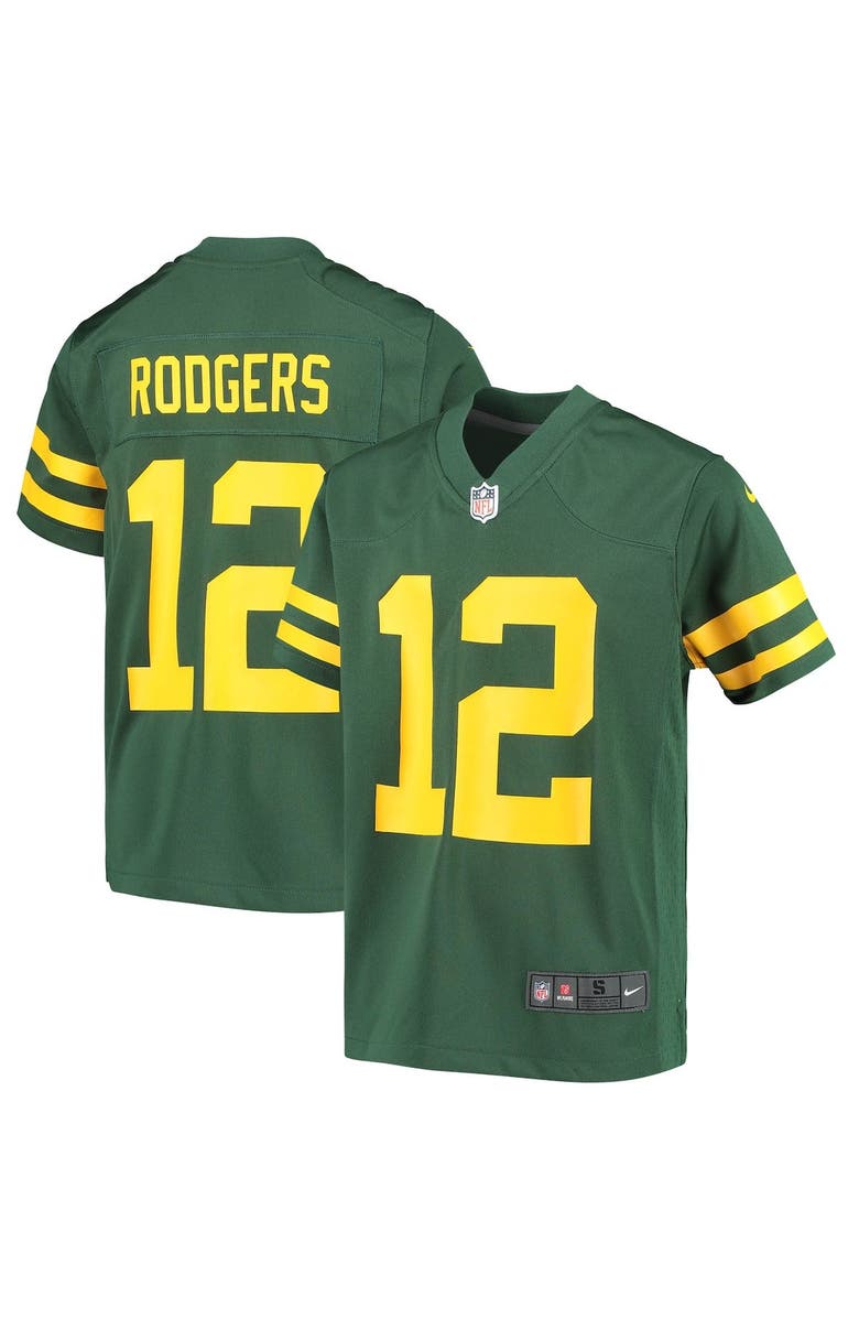 Nike Youth Nike Aaron Rodgers Green Green Bay Packers Alternate Game Player Jersey, Main, color, 